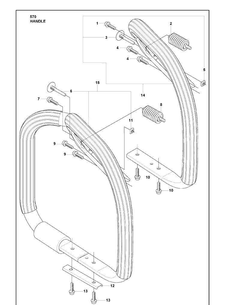 Handle Diagram and Parts List for 570 2009-08 Husqvarna Chainsaw