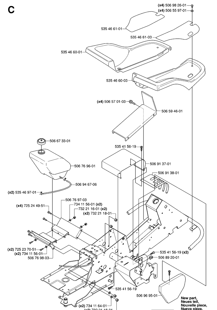 Cover Diagram and Parts List for RIDER155AWD (965080001)(2006-01) Husqvarna Lawn Mower
