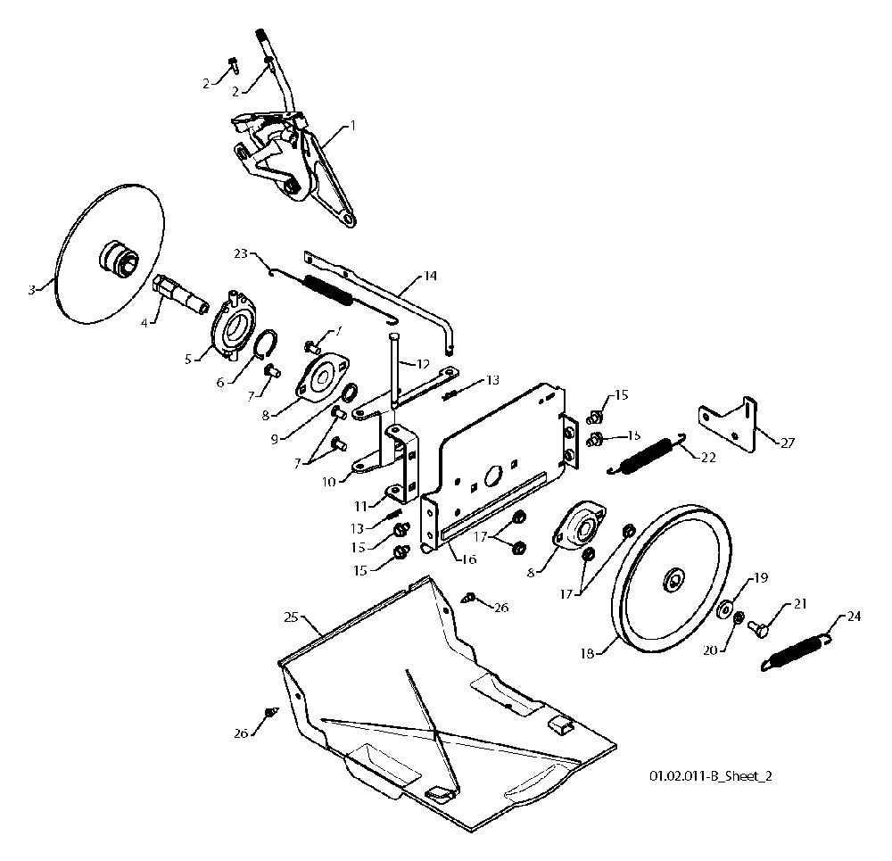 Drive Diagram and Parts List for 11527SB96193006400 2010-06 Husqvarna Snow Blower