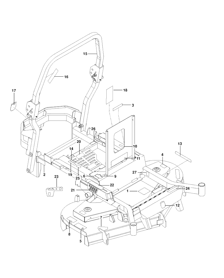 Decals Diagram and Parts List for P-ZT54 (96661340301)(2013-06) Husqvarna Lawn Mower