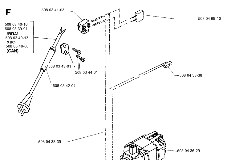 Electrical Diagram and Parts List for 16 19954000001-19991400000 Husqvarna Chainsaw