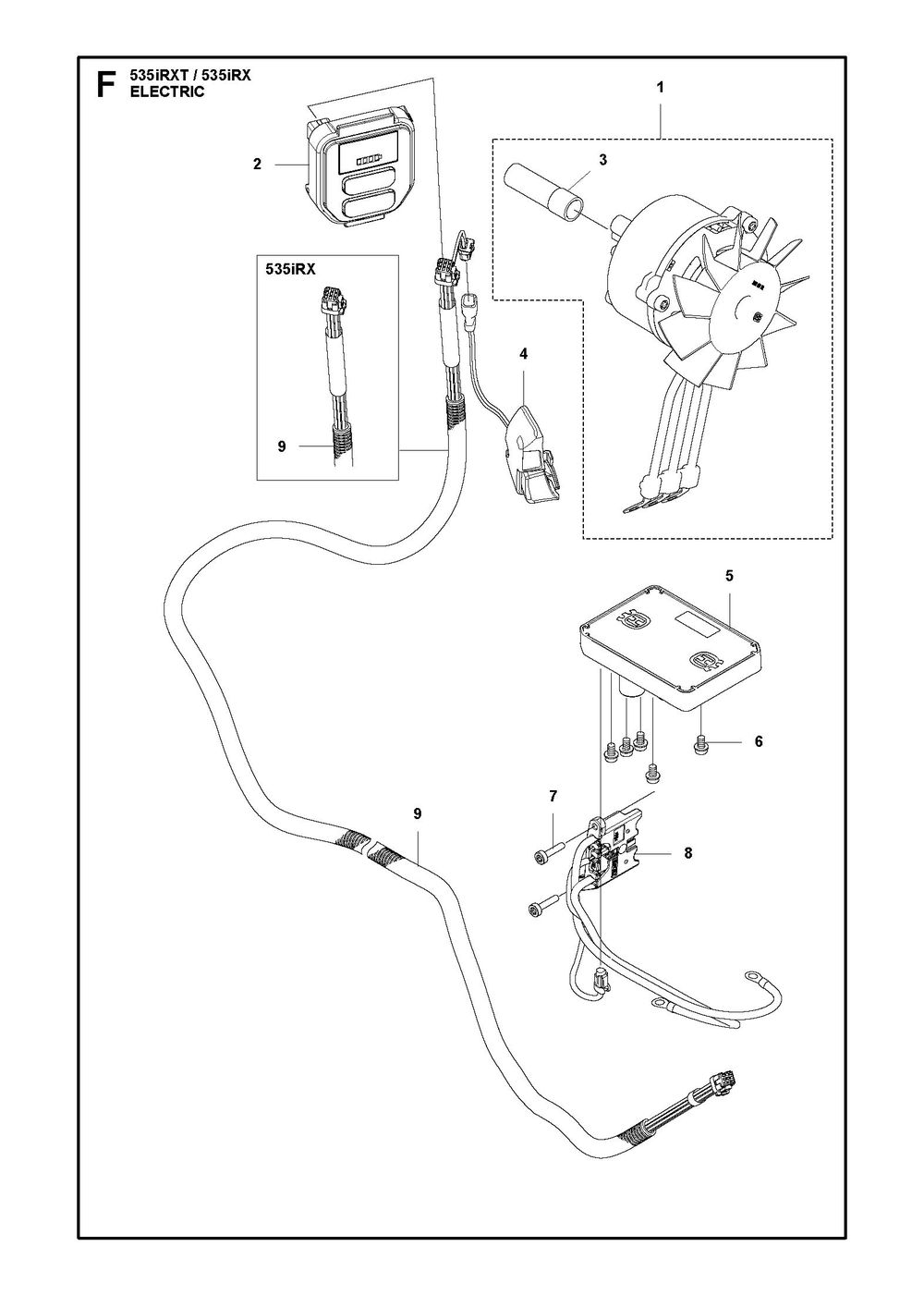 Electrical Diagram and Parts List for 535IRX  Husqvarna Brush Cutter