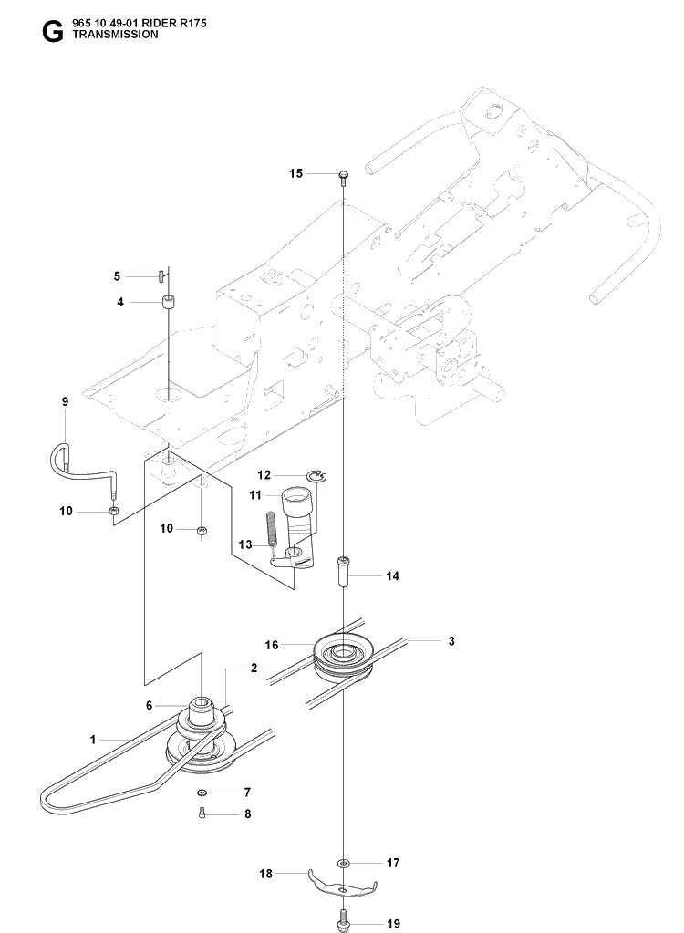 Transmission 2 Diagram and Parts List for RIDER175 (965104901)(2007-01) Husqvarna Lawn Mower