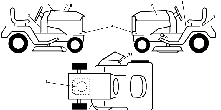 Decals Diagram and Parts List for YTH2042 (96043010600)(2009-12) Husqvarna Lawn Mower