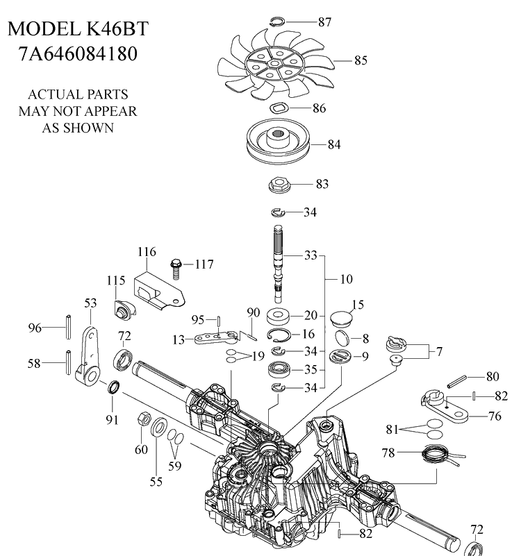 Tufftorq Transaxle Diagram and Parts List for YTH2348 (917289570)(2010-04) Husqvarna Lawn Mower