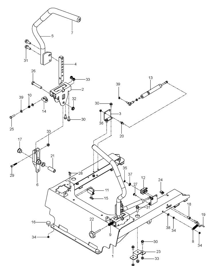 Steering Diagram and Parts List for P-ZT26BF (96661370102)(2012-06) Husqvarna Lawn Mower