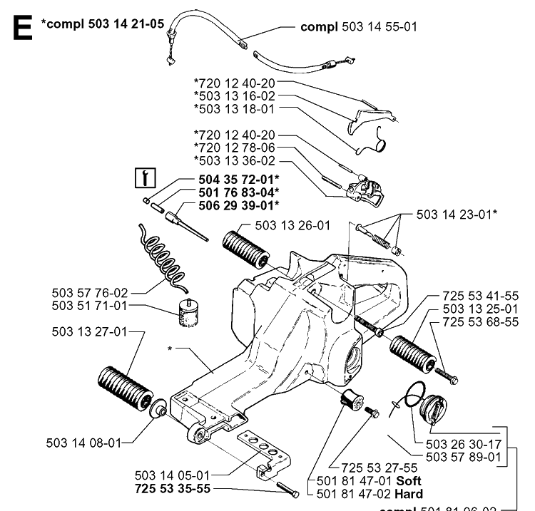 Fuel Tank Diagram and Parts List for 3120 20000600001-20013500000 Husqvarna Chainsaw