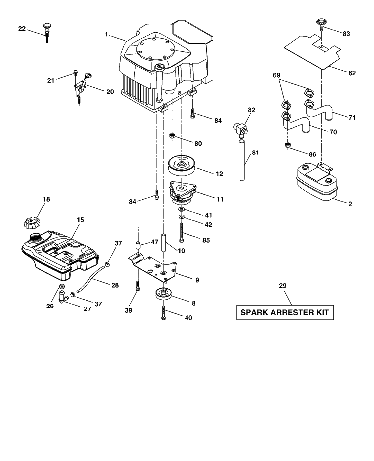 Engine Diagram and Parts List for GTH2548-LOGT25H48B/954572134 2004-01 Husqvarna Lawn Tractor