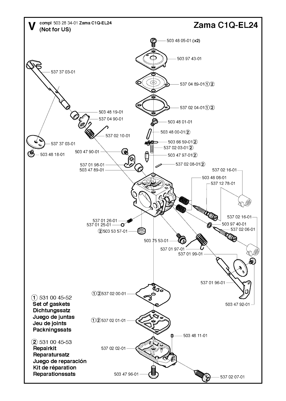 Carburetor, Not For Us Diagram and Parts List for 326L 20061400001 & Above Husqvarna Trimmer