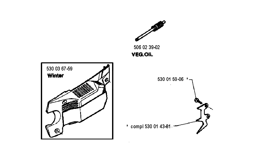 Accessories Diagram and Parts List for 36 19941800001 & Above Husqvarna Chainsaw