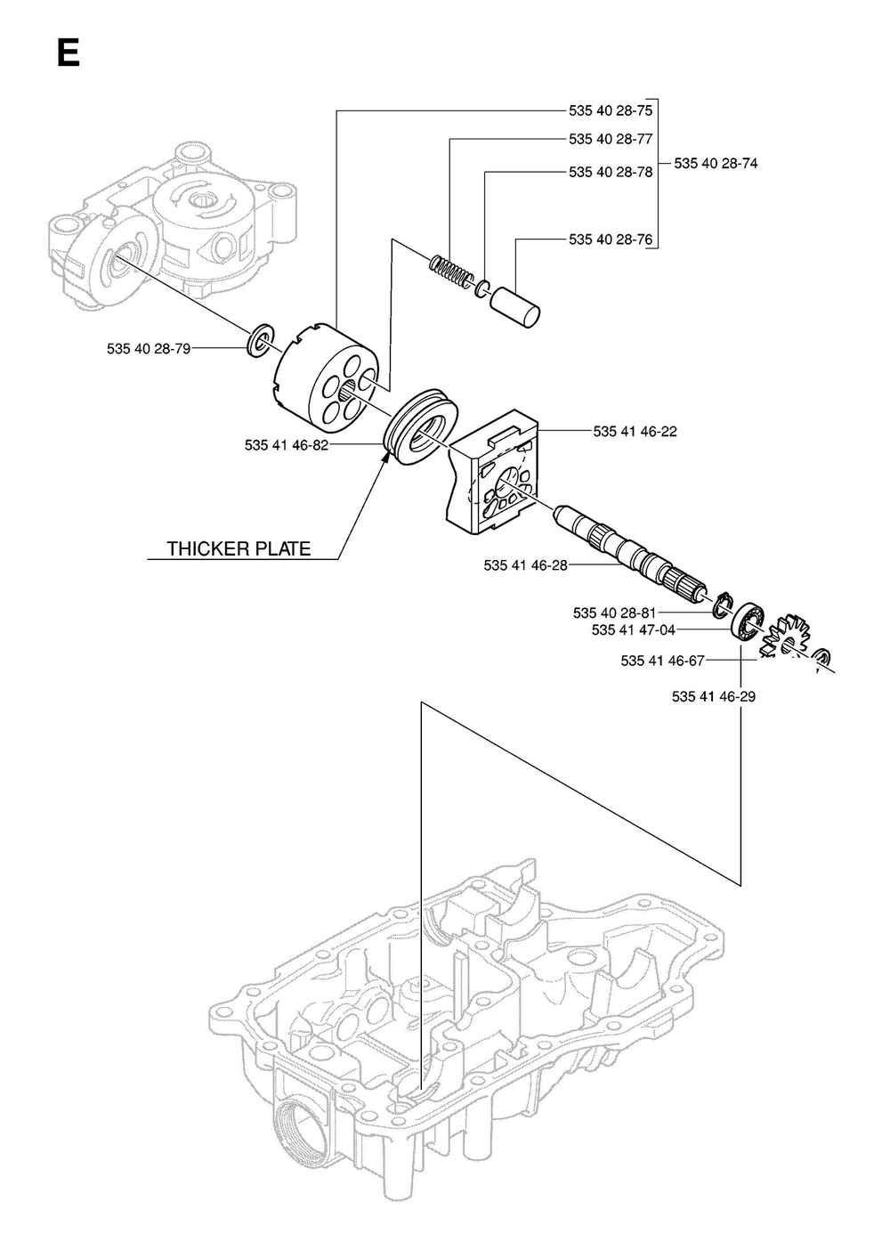 Hydraulic Pump - Motor Diagram and Parts List for K66M 2004 Husqvarna Engine