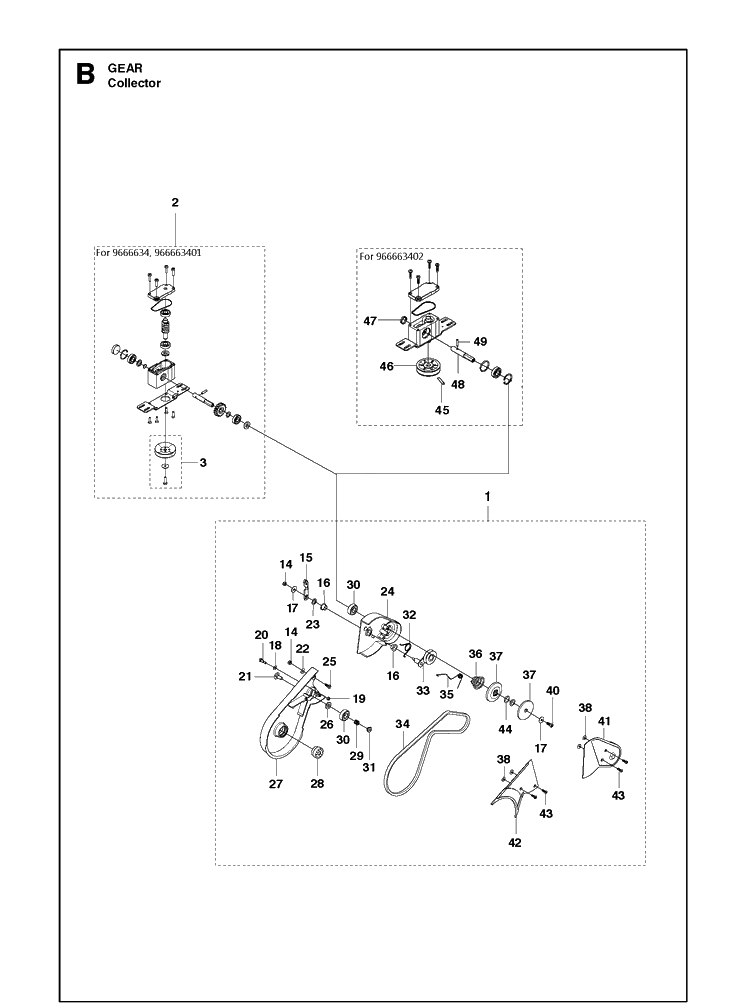 Gears Diagram and Parts List for WC48SE  Husqvarna Lawn Mower