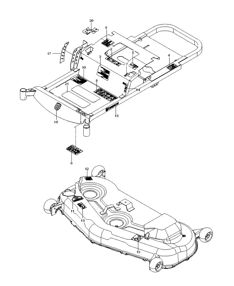 Decals Diagram and Parts List for RZ5424 (967003701)(2013-06) Husqvarna Lawn Mower
