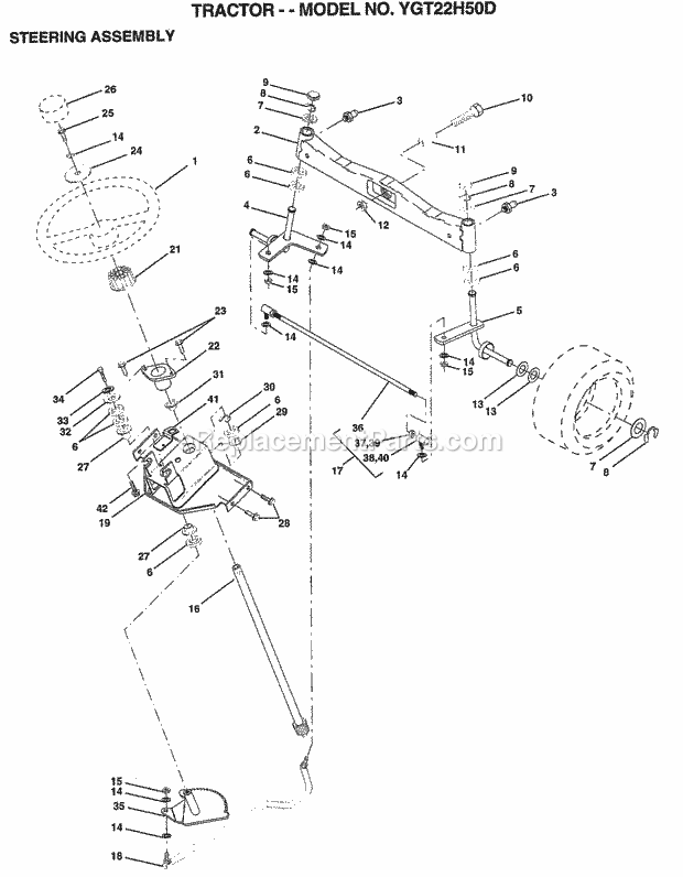 Seat Assembly Diagram and Parts List for YGT22H50D 1999 Husqvarna Lawn Tractor
