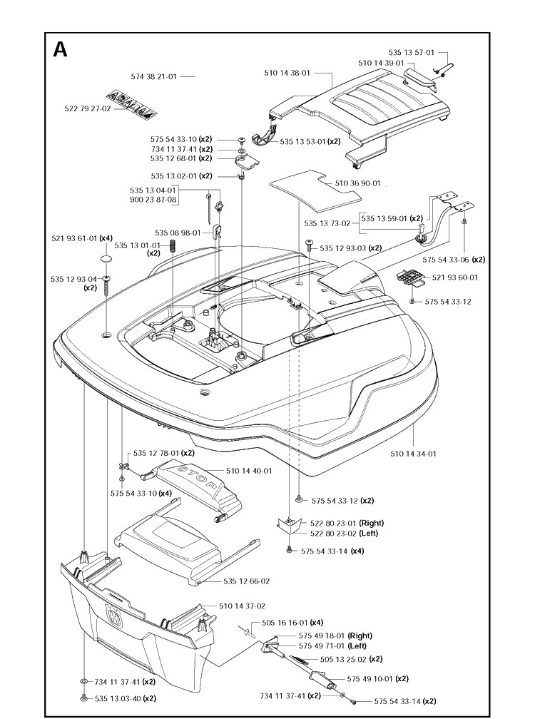 Cover Diagram and Parts List for 260ACX  Husqvarna Lawn Mower