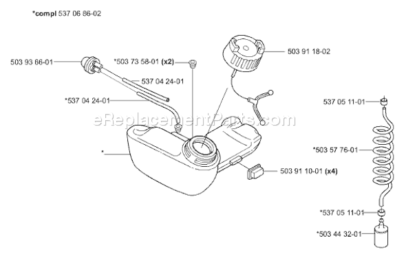Page H Diagram and Parts List for 325HE4 2001-05 Husqvarna Trimmer