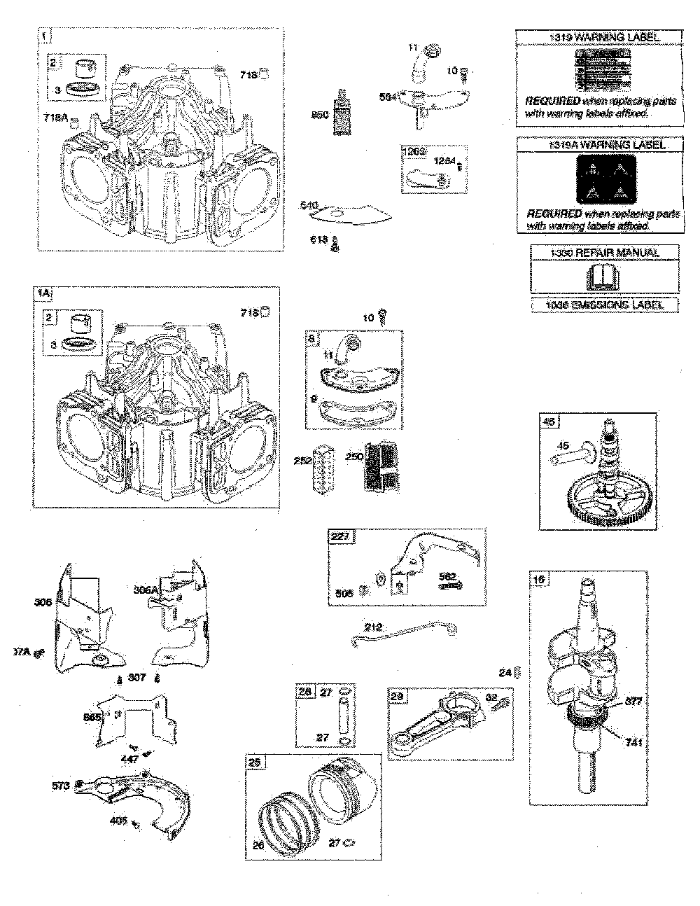 Cylinder/crankshaft/camshaft Diagram and Parts List for 96045005700  Husqvarna Lawn Tractor