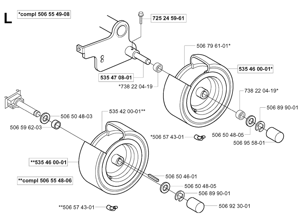 Wheels And Tires Diagram and Parts List for R15-V2 (953533701)(2004-02) Husqvarna Lawn Tractor