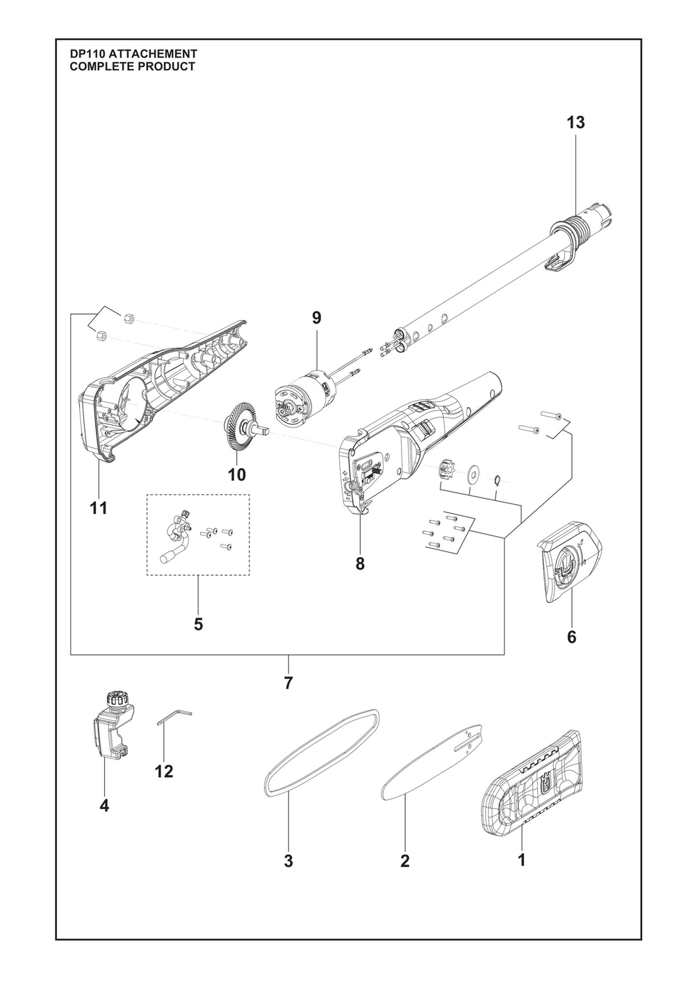 Complete Product Diagram and Parts List for DP110  Husqvarna Trimmer