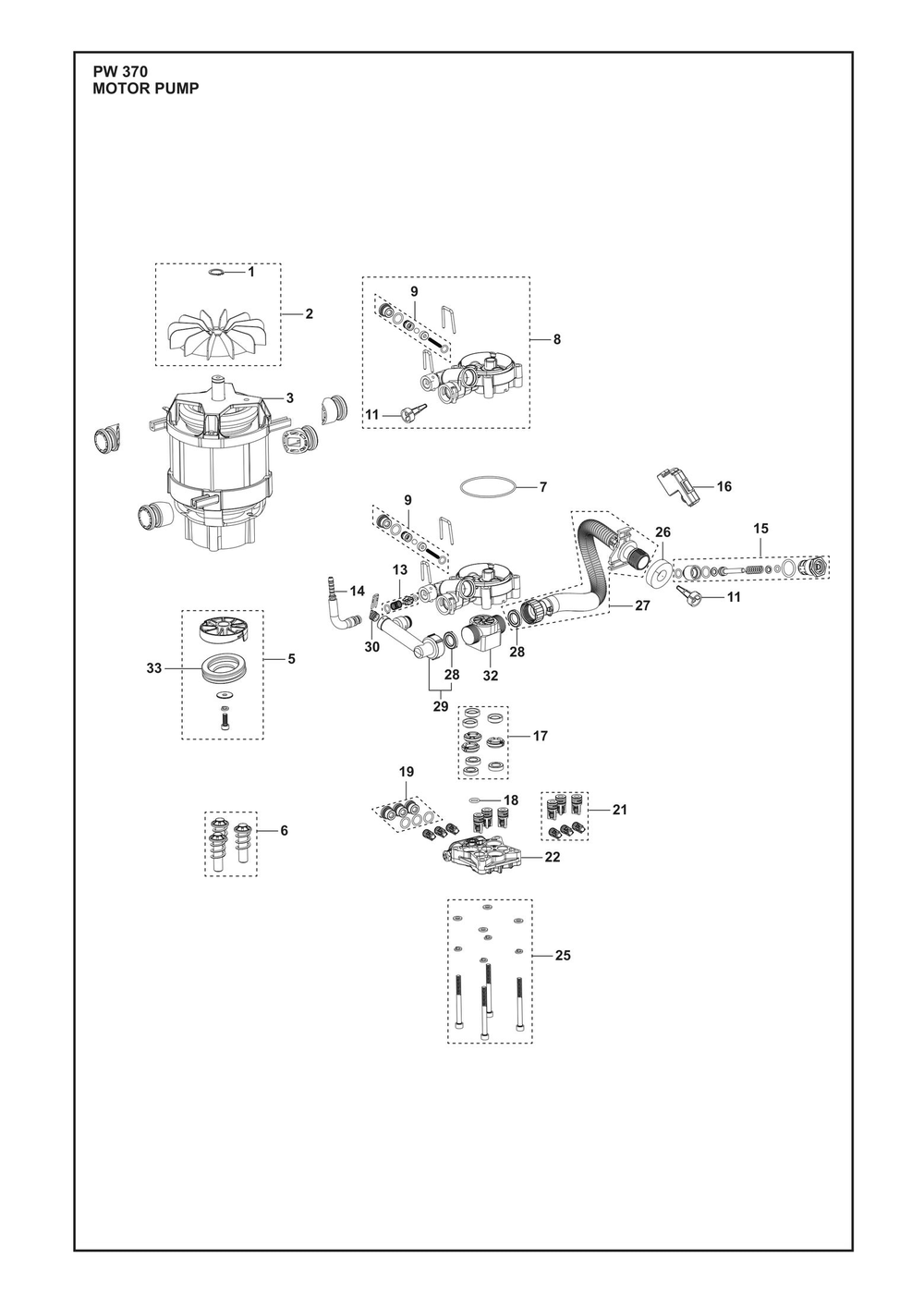 Water Pump Diagram and Parts List for PW370  Husqvarna Pressure Washer