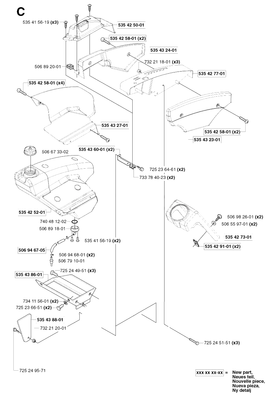 Cover Diagram and Parts List for PF21 2002-03 Husqvarna Lawn Tractor