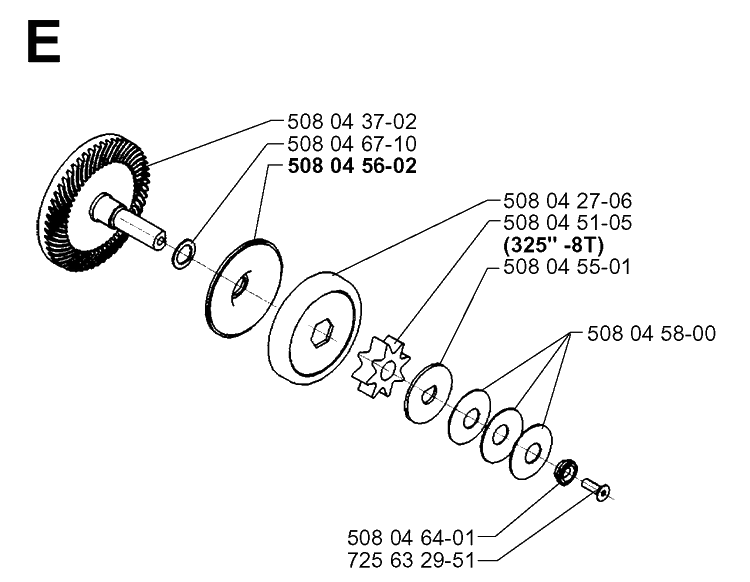 Clutch Diagram and Parts List for 1600 19984000001-Current Husqvarna Chainsaw