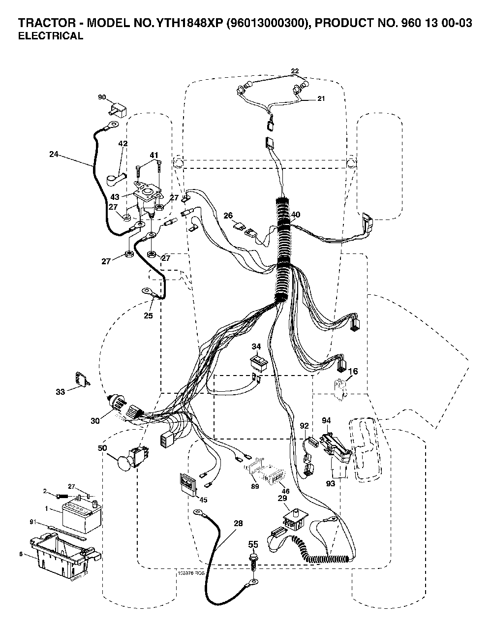 Electrical Diagram and Parts List for YTH1848XP96013000300 2005-10 Husqvarna Lawn Tractor