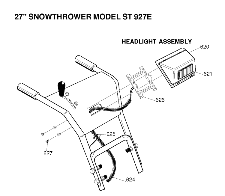 Headlights Diagram and Parts List for ST927E 1997-01 Husqvarna Snow Blower