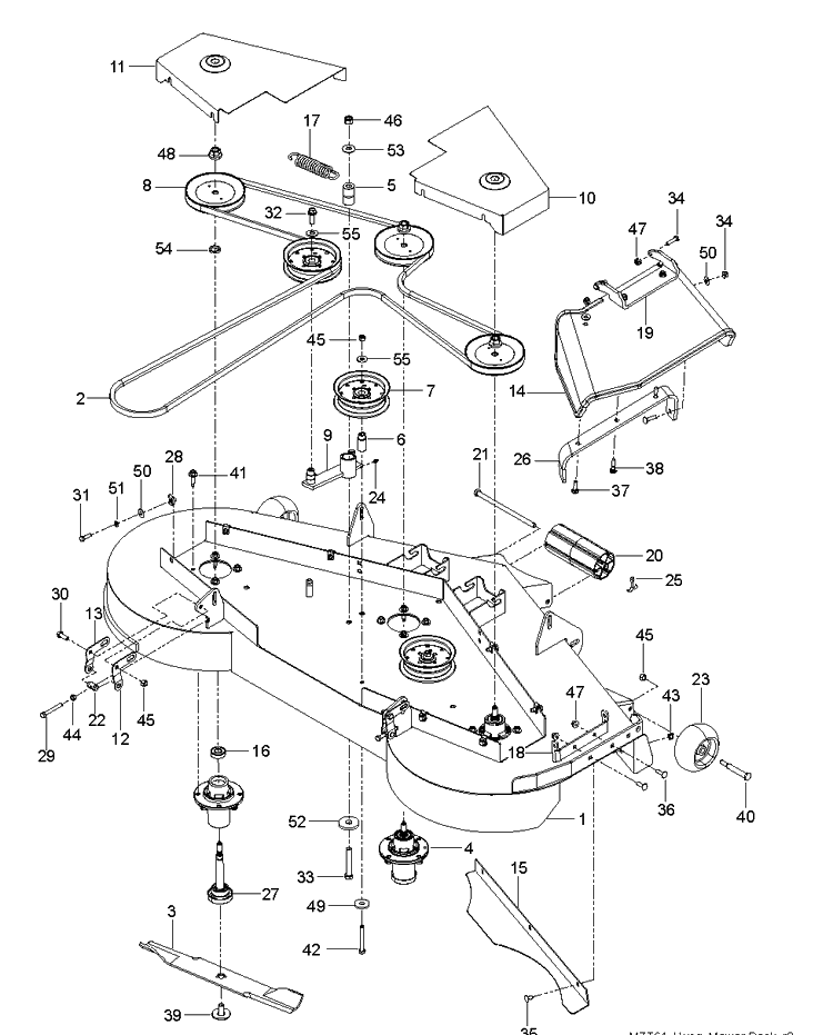 Mower Deck / Cutting Deck Diagram and Parts List for M-ZT61BF (96717701001)(2015-06) Husqvarna Lawn Mower