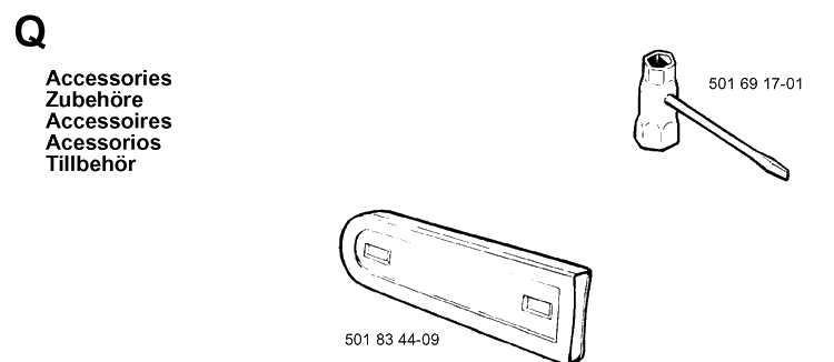 Accessories Diagram and Parts List for 335XPT 19970500001-19991000000 Husqvarna Chainsaw