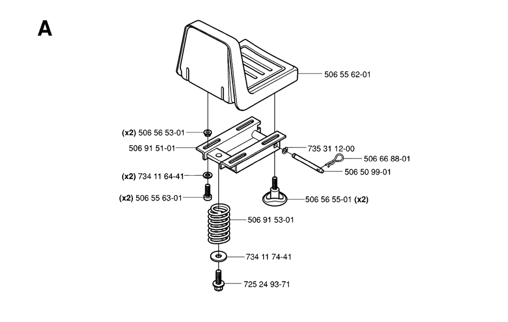 Seat Diagram and Parts List for R15C (965070501)(2006-01) Husqvarna Lawn Tractor