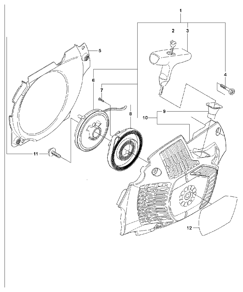 Starter Diagram and Parts List for 570AUTOTUNE 2013-03 Husqvarna Chainsaw