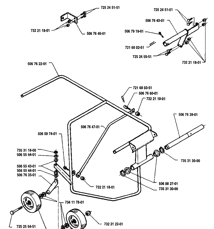 Bracket Assembly Diagram and Parts List for GC970 1991-12 Husqvarna Lawn Tractor Accessories