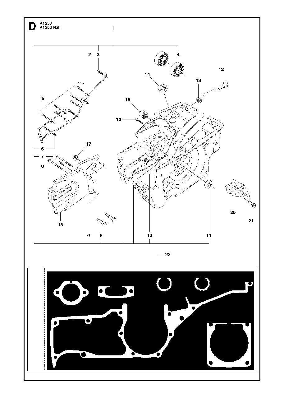 Crankcase Diagram and Parts List for K1250ACTIVE 2010-02 Husqvarna Circular Saw