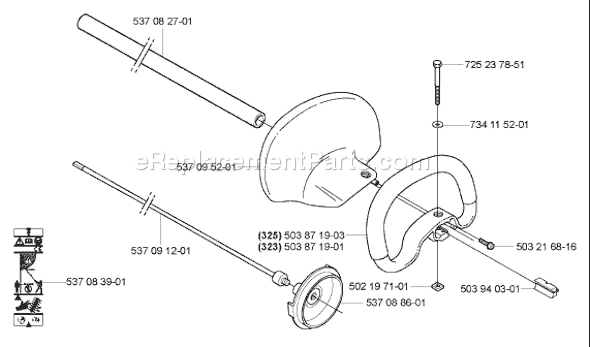 Page J Diagram and Parts List for 323HE3 2005-02 Husqvarna Trimmer