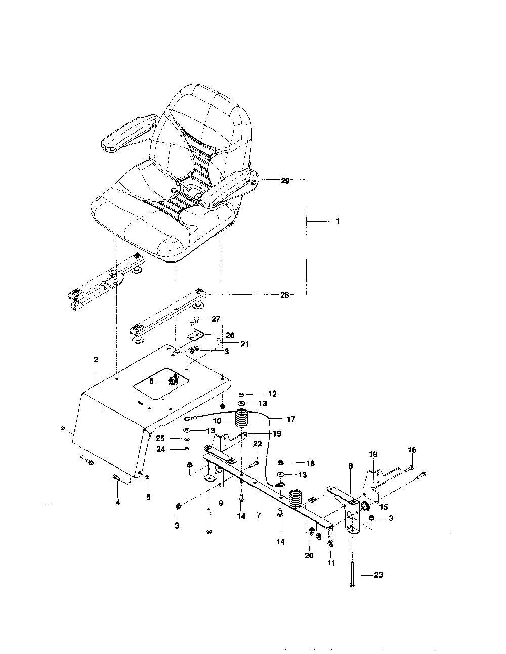 Seat Diagram and Parts List for MZ6128ZT-966613101  Husqvarna Lawn Mower