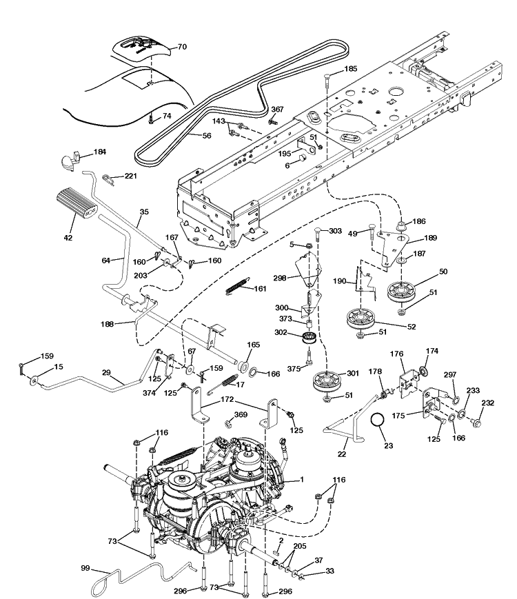 Drive Diagram and Parts List for YTA19K42 (96043014201)(2012-12) Husqvarna Lawn Tractor