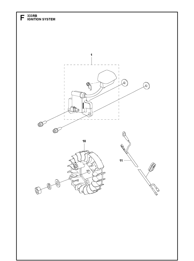 Ignition System Diagram and Parts List for 333RBMARKII (967968001)(2019-04) Husqvarna Edger