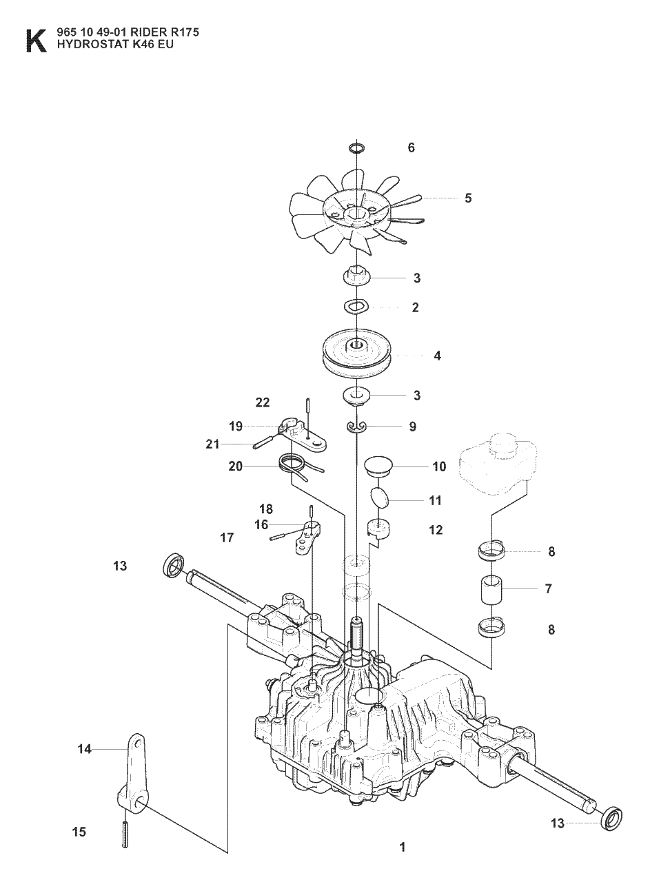 Transmission 3 Diagram and Parts List for R175 (965104901)(2008-06) Husqvarna Lawn Tractor