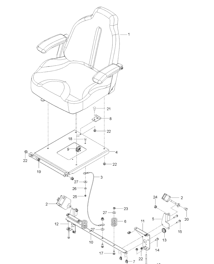 Seat Diagram and Parts List for MZ54 (96769610200)(2018-04) Husqvarna Lawn Mower
