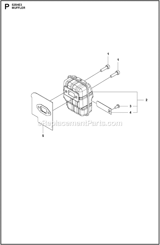 Muffler Diagram and Parts List for 525HE3  Husqvarna Trimmer