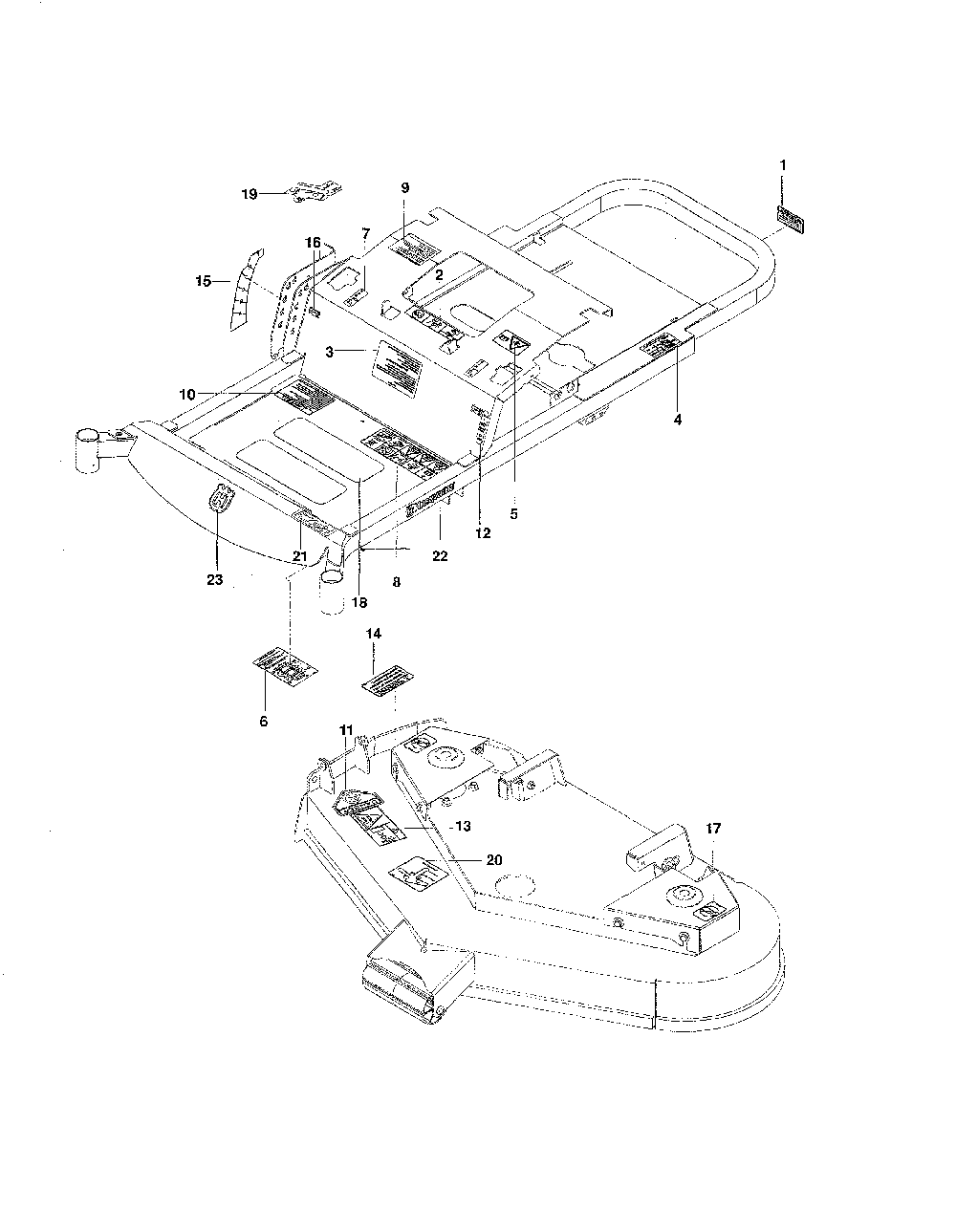 Decals Diagram and Parts List for 966659301  Husqvarna Lawn Mower