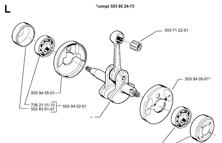 Crankshaft Diagram and Parts List for 322E 19994000001-20010100000 Husqvarna Edger