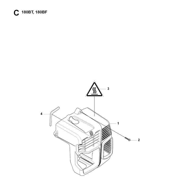 Cylinder Cover Diagram and Parts List for 180BF 20084000001-Current Husqvarna Leaf Blower / Vacuum