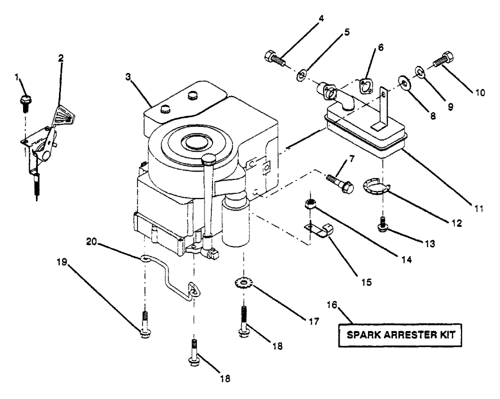 Engine/Throttle Diagram and Parts List for LT112 (954000191-A)(1990-11) Husqvarna Lawn Tractor