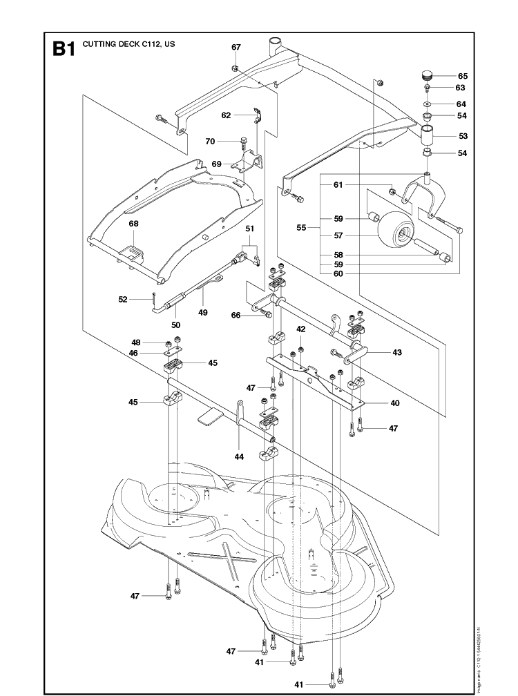 44 Inch/112cm Cutting Deck 2 Diagram and Parts List for R220T (966785701)(2017) Husqvarna Lawn Mower