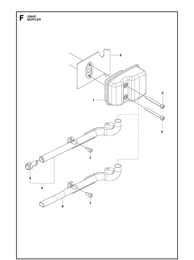 Muffler Diagram and Parts List for 226HD75S 20090100001-20130499999 Husqvarna Hedge Trimmer