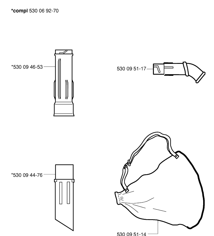 Product Complete Diagram and Parts List for 225B 20013100001-Current Husqvarna Leaf Blower / Vacuum