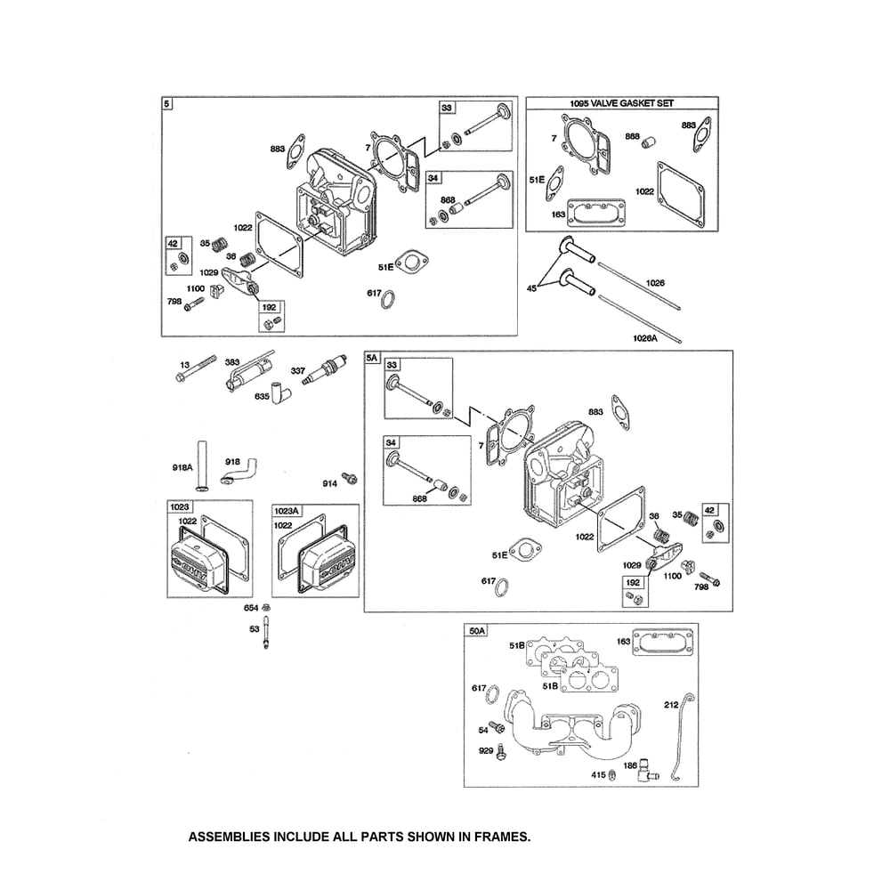 Engine >> Cylinder Head/Gasket Set Diagram and Parts List for YTH2348-917289570  Husqvarna Lawn Tractor