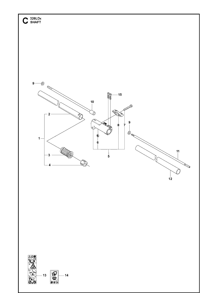 Shaft Diagram and Parts List for 326LDX 20091800001-Current Husqvarna Edger